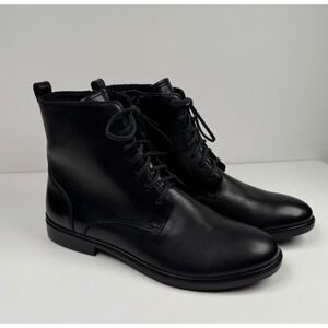 ECCO Dress Classic Black Leather Laceup Ankle Boot Booties Womens Size 8-8.5